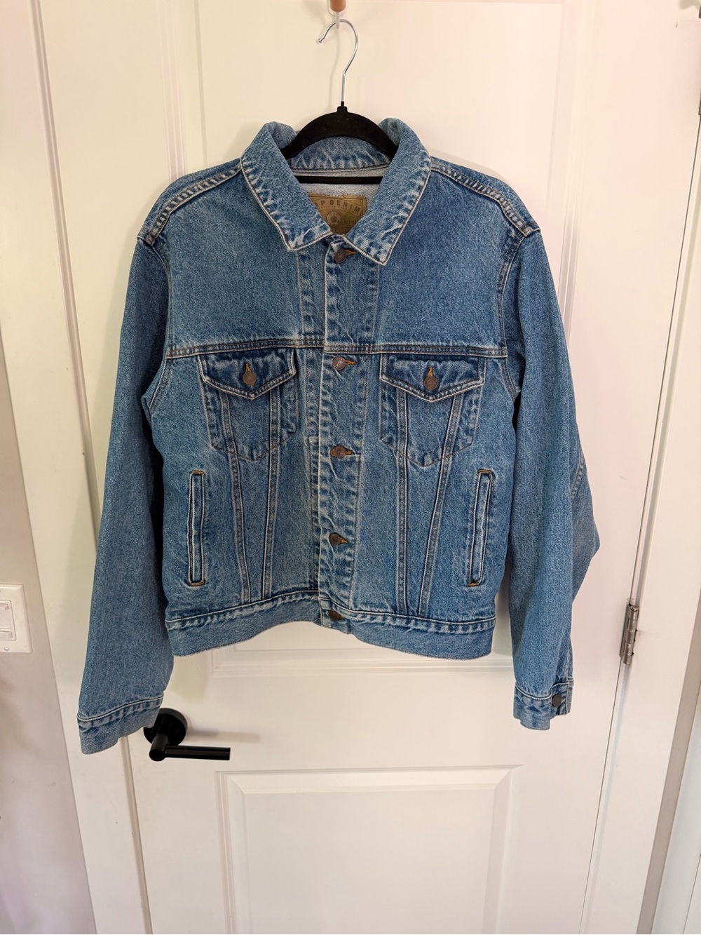🔥Vintage 80’s GAP Blue Jean Denim  Trucker Jacket Unisex Mens Medium Blue 22x24”